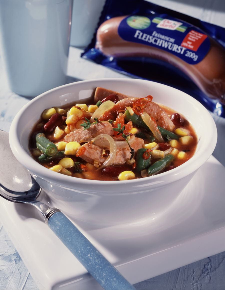 recipe image Schneller Gemüse-Chili-Topf mit Fleischwurst