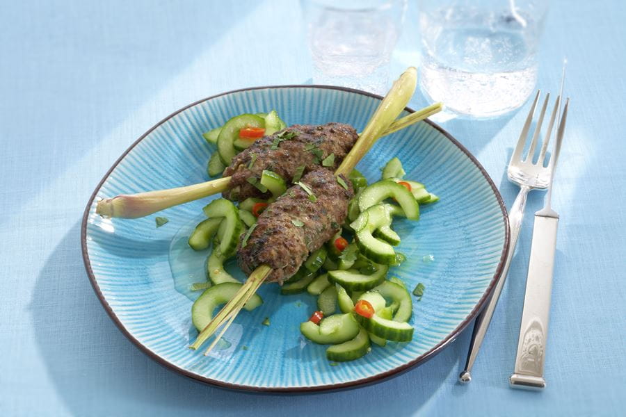 recipe image Rinderhack auf Zitronengras-Spieß